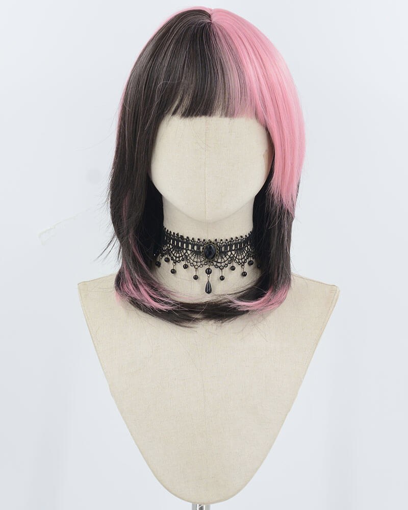 Pink Black Short Synthetic Wig HW756 — view 1