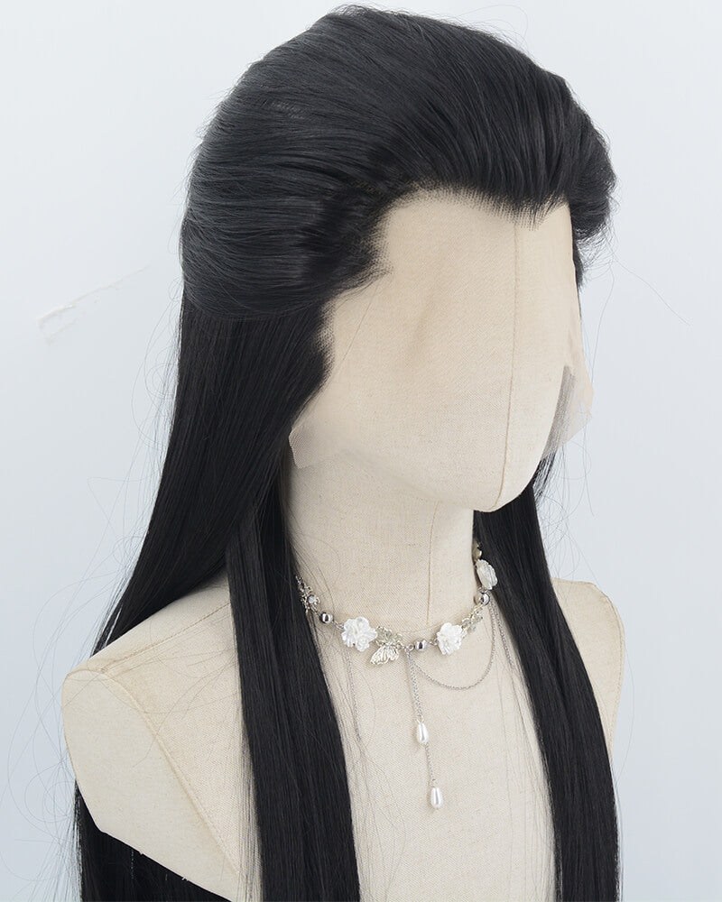 Black Straight Synthetic Lace Front Men's Wig MW056 — view 5