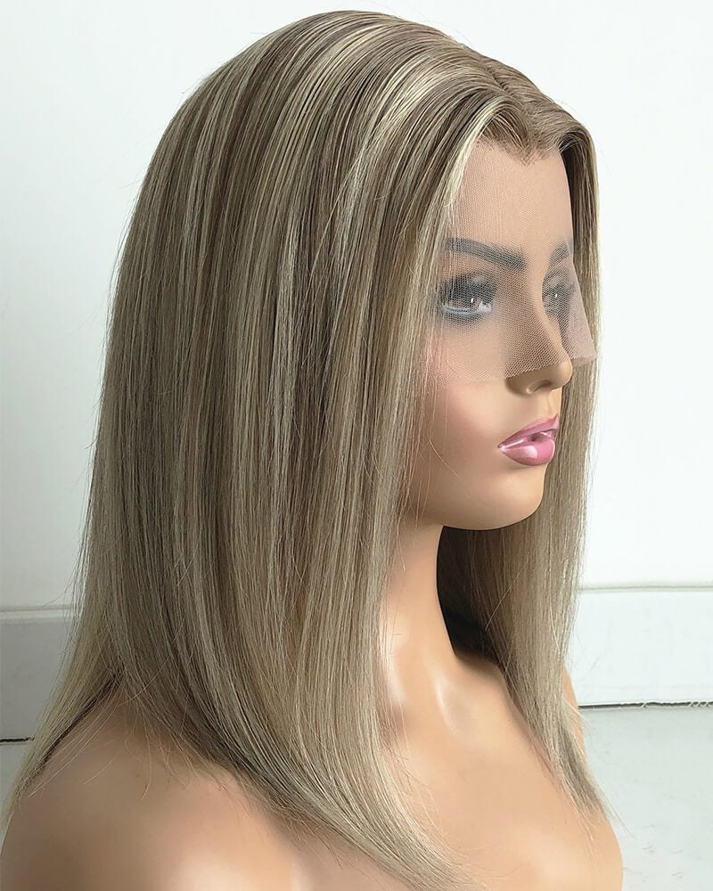 Short Blonde Brown Human Hair Wig HT042 — view 4