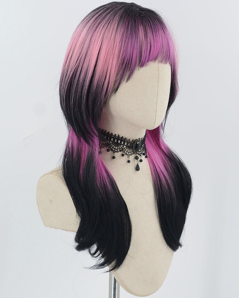 Pink Ombre Black Synthetic Wig HW664 — view 2