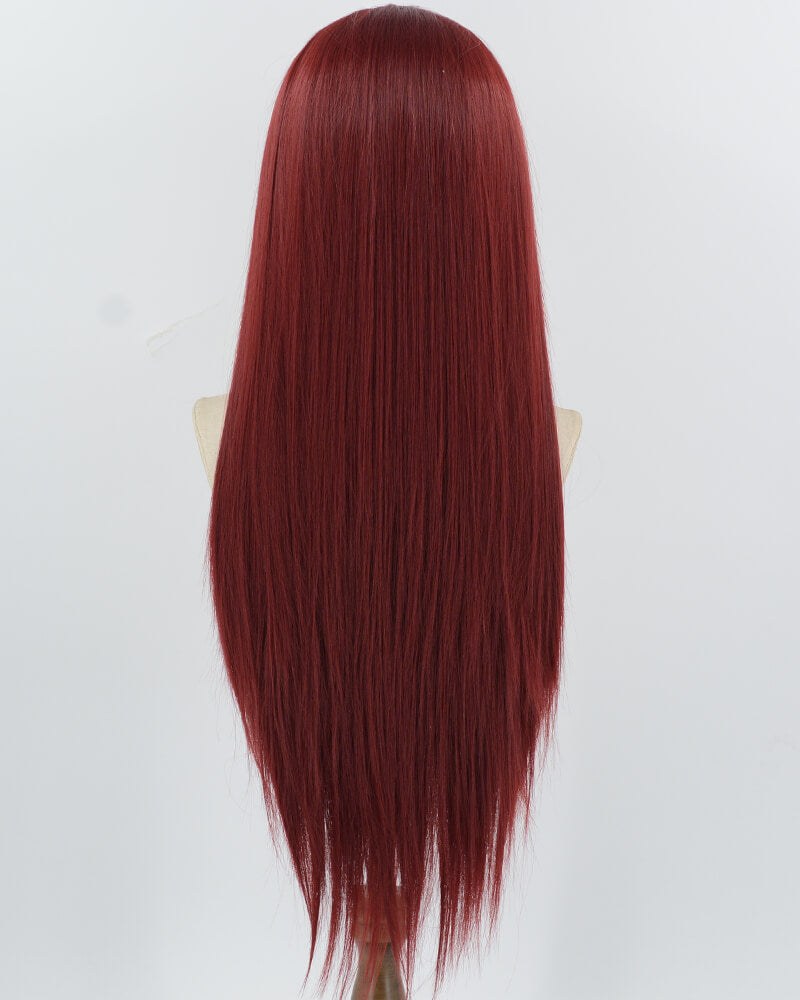 Wine Red Straight Synthetic Lace Front Wig WW1040 — view 3