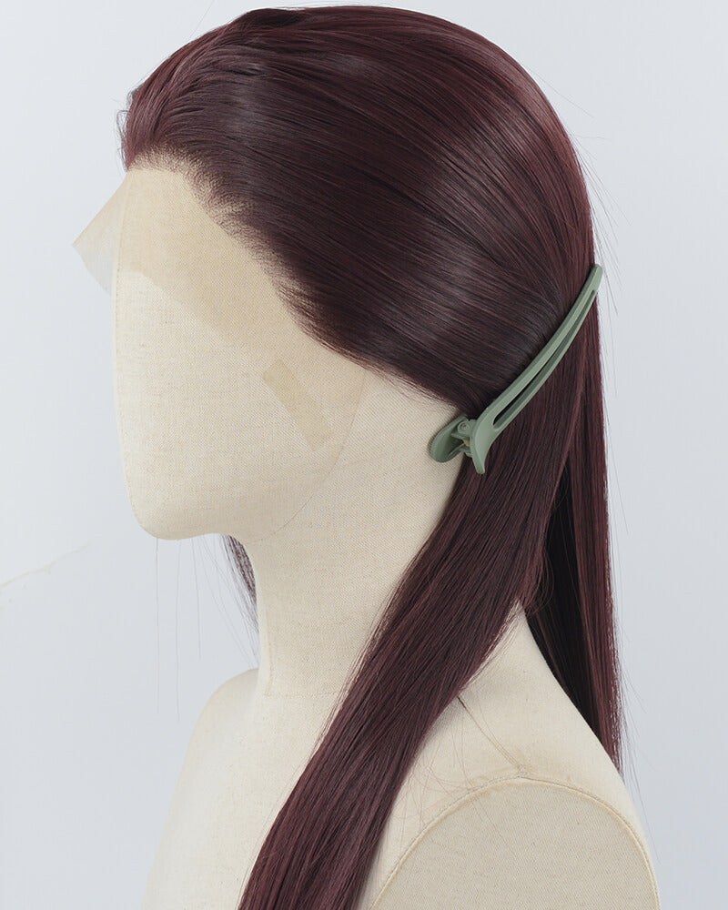 Dark Auburn Long Straight Synthetic Lace Front Wig WW1042 — view 4