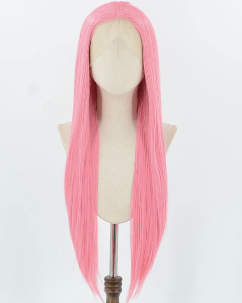Pink Long Straight Synthetic Lace Front Wig WW920 — view 1