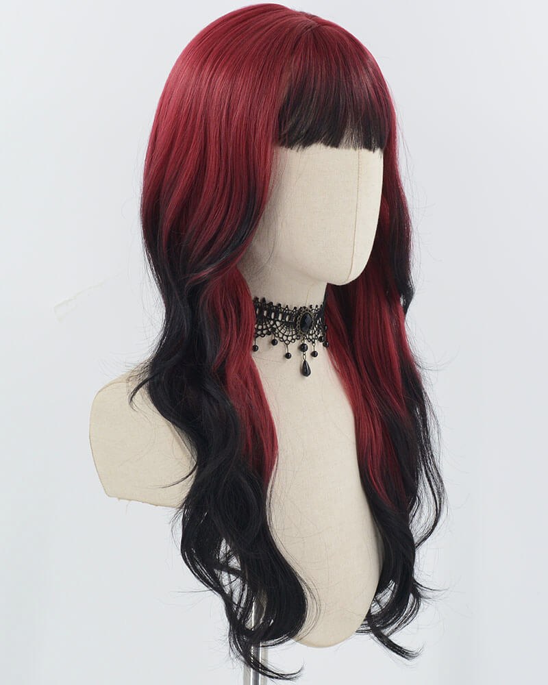 Red Ombre Black Long Synthetic Wig HW681 — view 2
