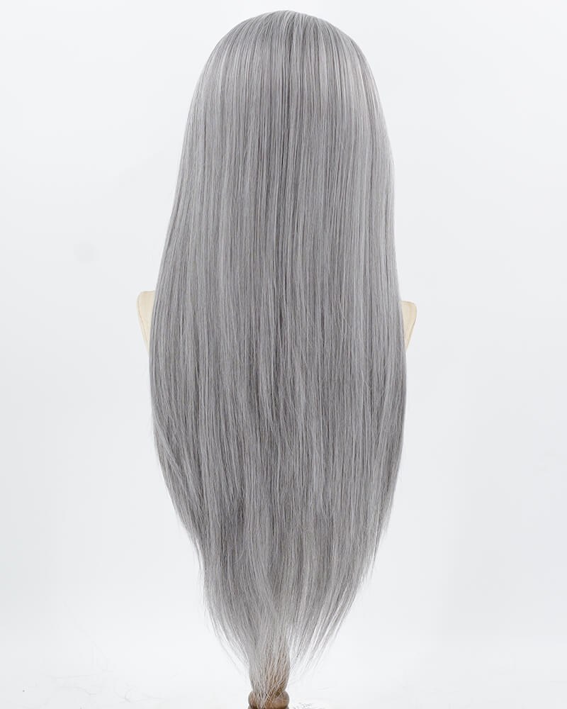 Grey Straight Synthetic Lace Front Wig WW1019 — view 3