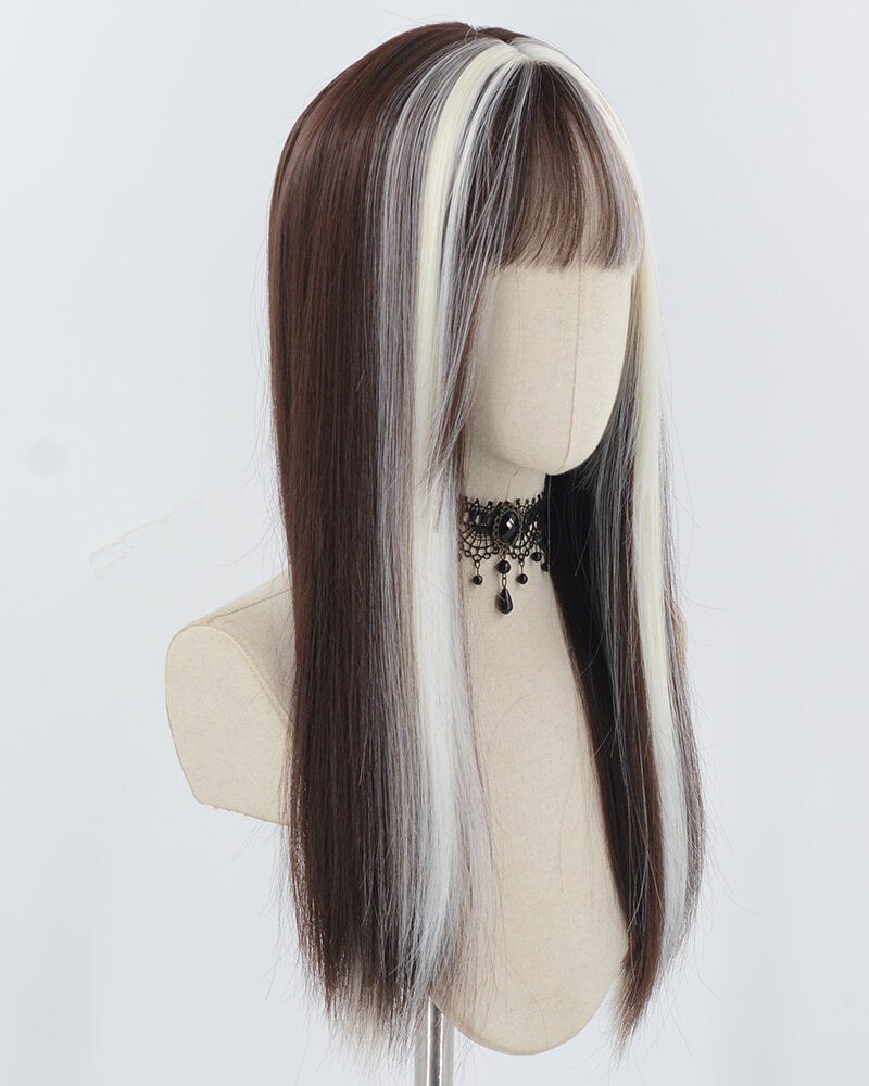 White Blonde Brown Synthetic Wig HW714 — view 2
