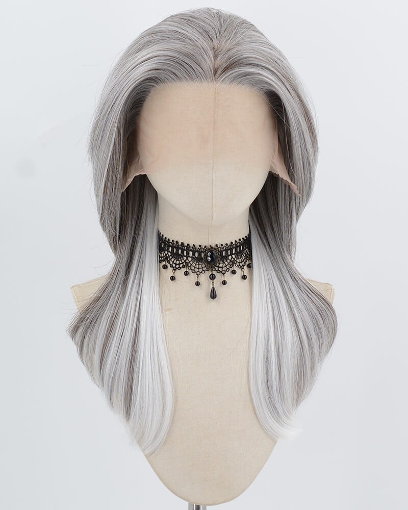 13*6 Grey Ombre White Synthetic Lace Front Wig WW1003 — view 1