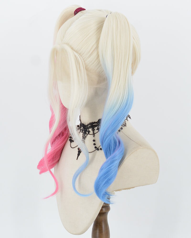 Harley Quinn Pink Blue Synthetic Lace Front Wig WW1084 — view 7