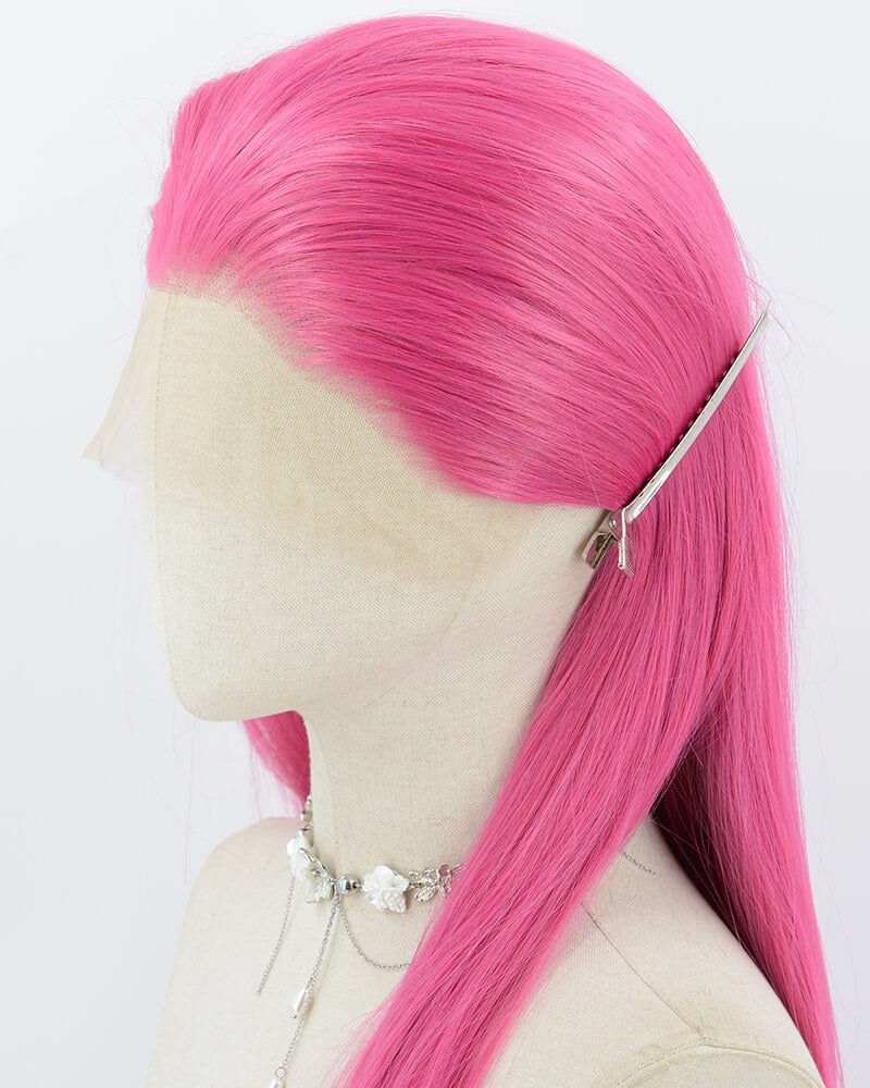 38inch Long Bright Pink Synthetic Lace Front Wig WW1030 — view 4