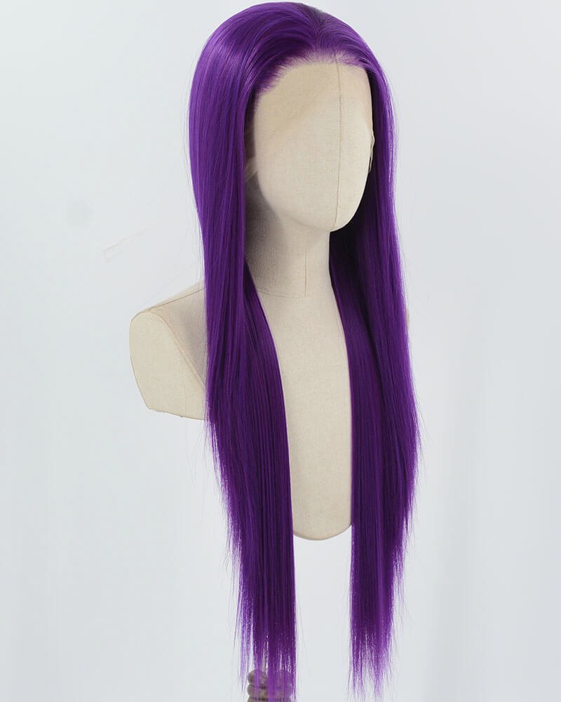 Purple Long Straight Synthetic Lace Front Wig WW898 — view 2