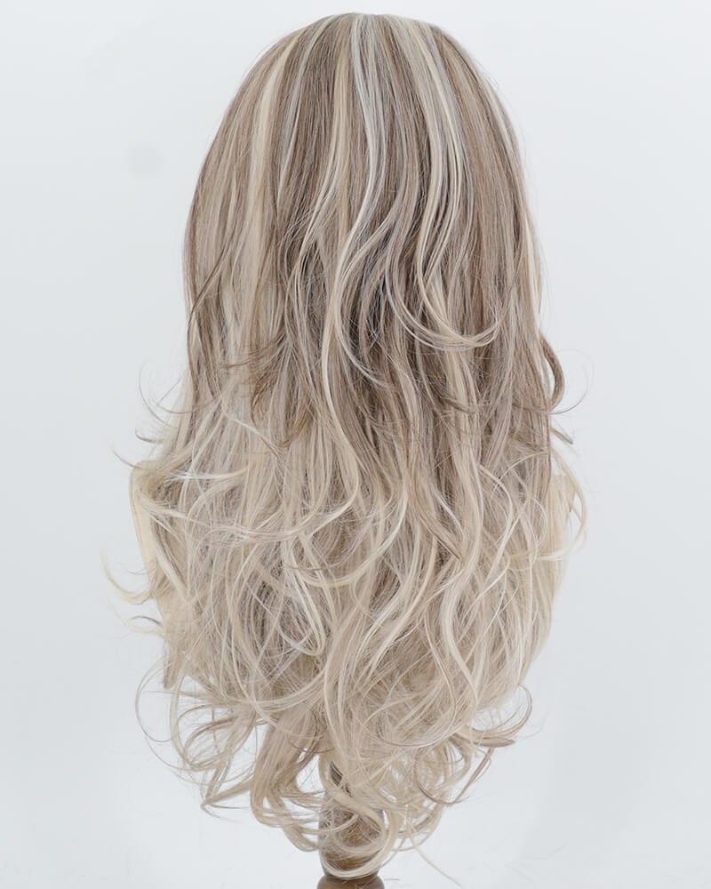 Creamy Blonde with Ash Brown Highlights Synthetic Lace Front Wig WW1072 — view 4