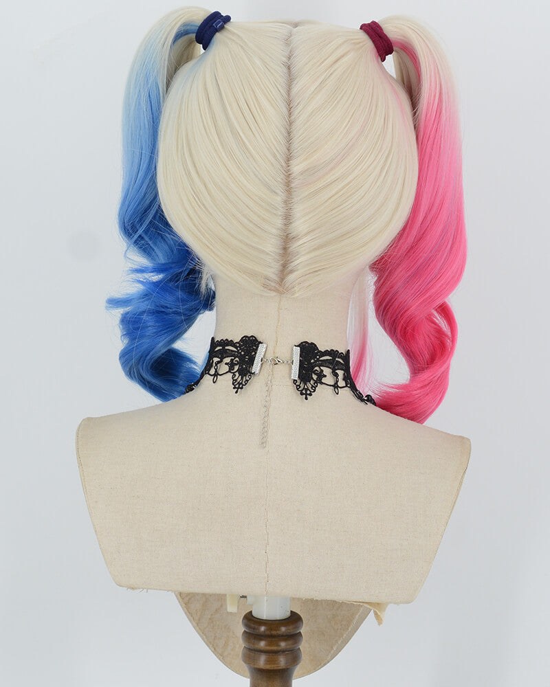 Harley Quinn Pink Blue Synthetic Lace Front Wig WW1084 — view 4