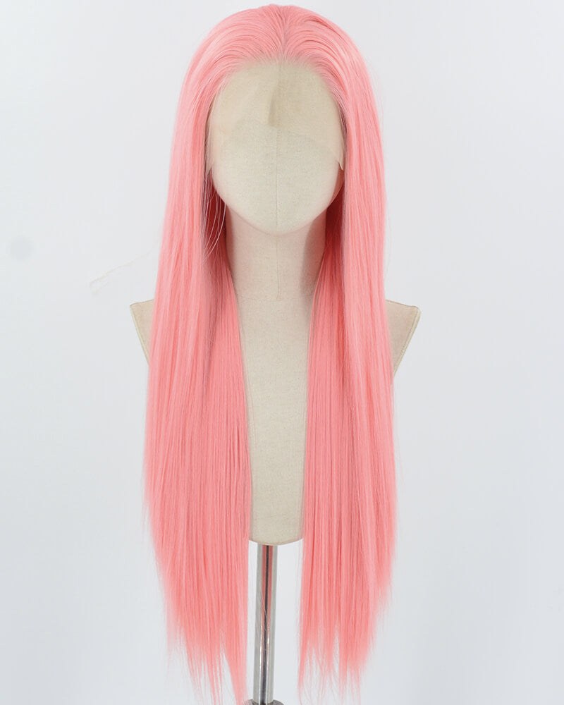 Pink Long Straight Synthetic Lace Front Wig WW937 — view 1