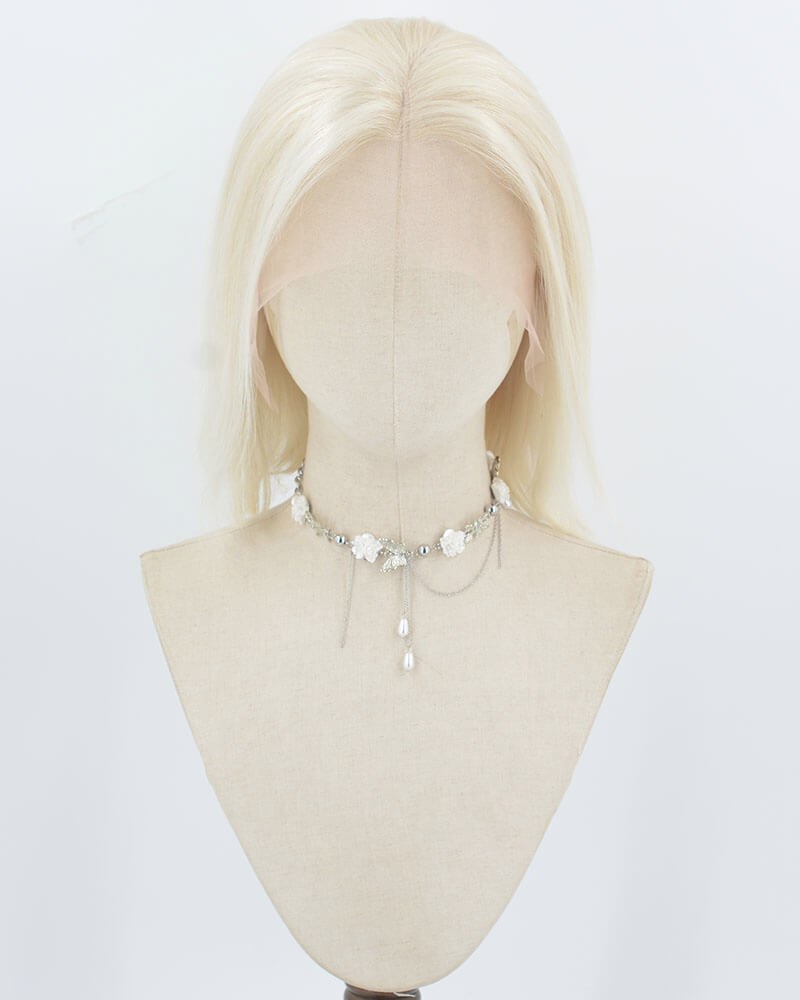 White Blonde Short Human Hair Wig HT037 — view 1