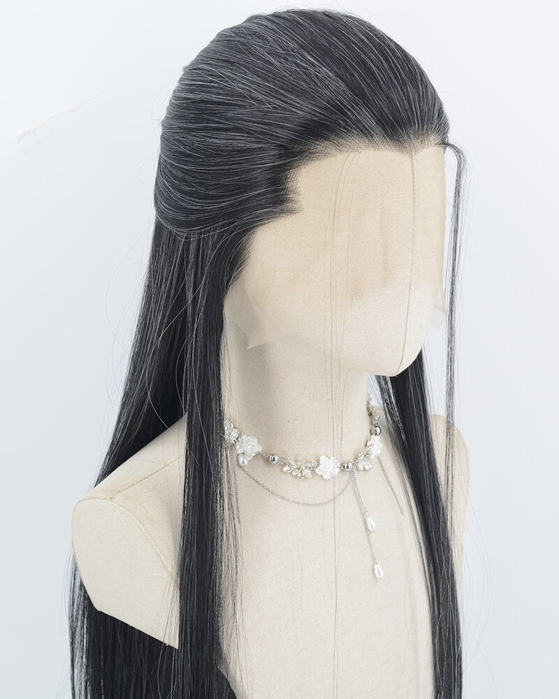 Mixed Black Grey Synthetic Lace Front Men's Wig MW052 — view 3