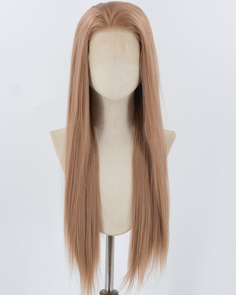 Red Brown Long Straight Synthetic Lace Front Wig WW914 — view 1