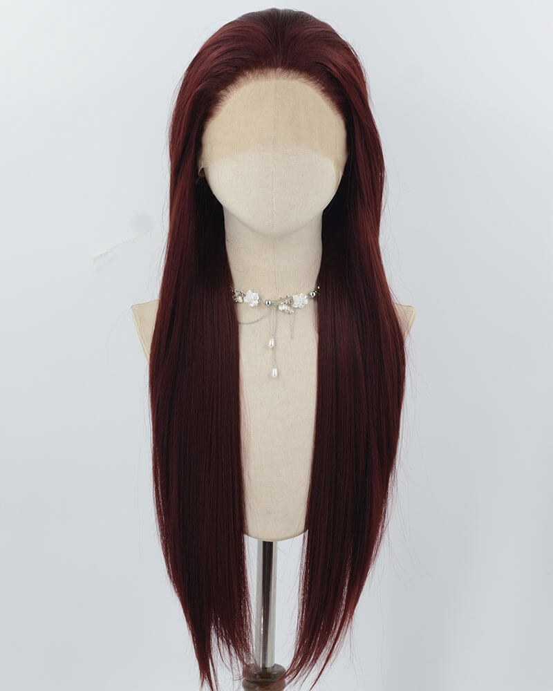 Dark Wine Red Synthetic Lace Front Wig WW974 — view 1