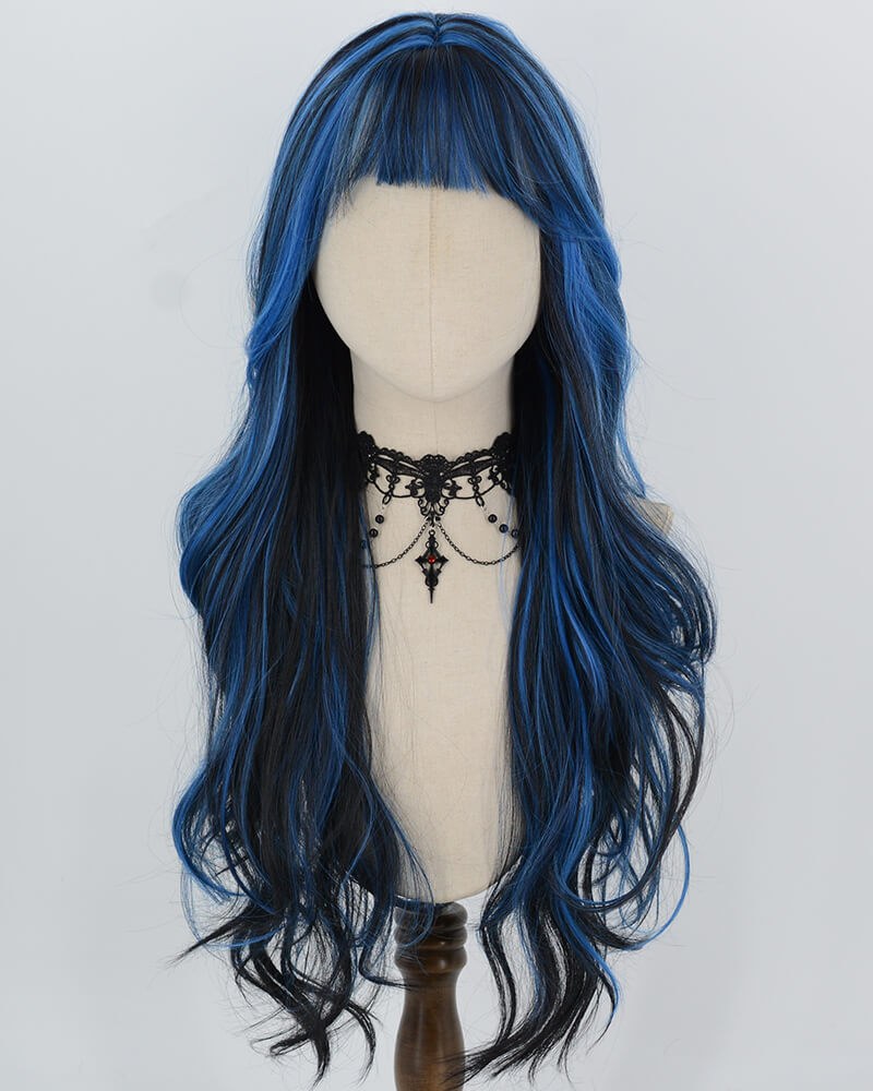 Blue Black Highlights Synthetic Wig HW846 — view 1