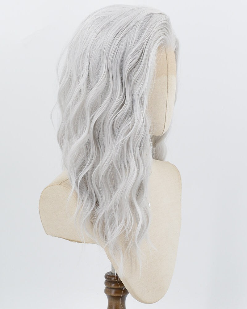 Silver Curly Synthetic Lace Front Wig WW1025 — view 2