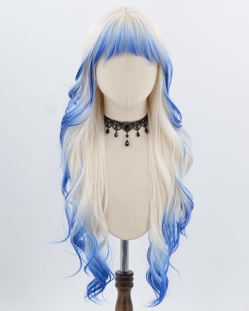 Blue Ombre Blonde Wavy Synthetic Wig HW766 — view 1