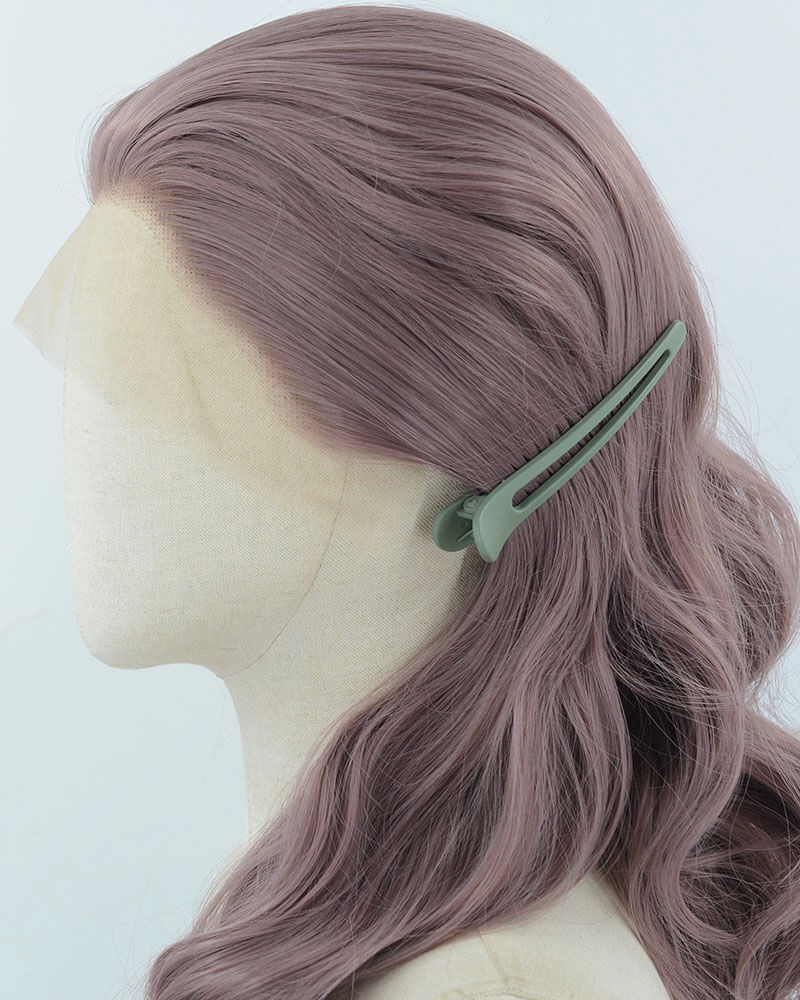 Dusty Pink Long Wavy Synthetic Lace Front Wig WW905 — view 4