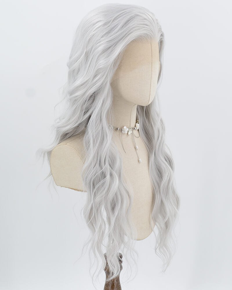 Silver Curly Synthetic Lace Front Wig WW1020 — view 2