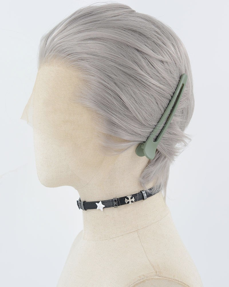 Grey Short Synthetic Lace Front Men's Wig MW045 — view 2