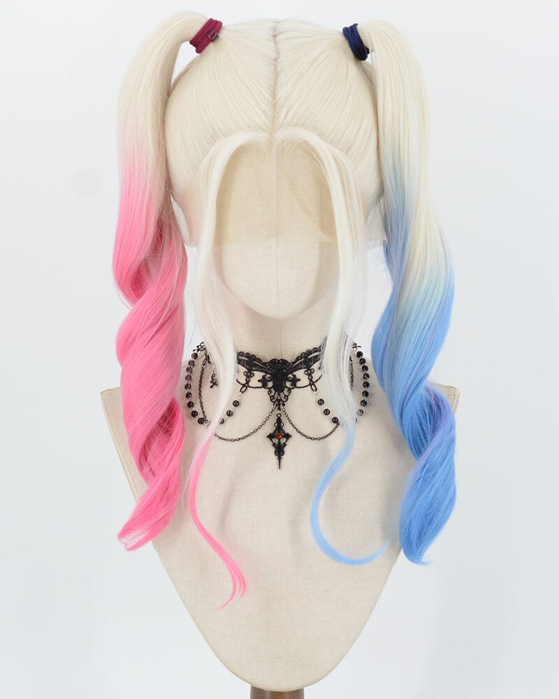 Harley Quinn Pink Blue Synthetic Lace Front Wig WW1084 — view 5
