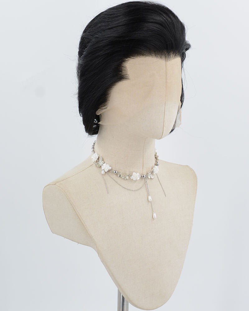 Elvis Black Short Synthetic Lace Front Men's Wig MW043 — view 2