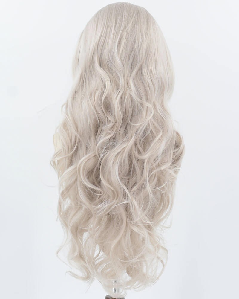 Grey Long Wavy Synthetic Lace Front Wig WW911 — view 3