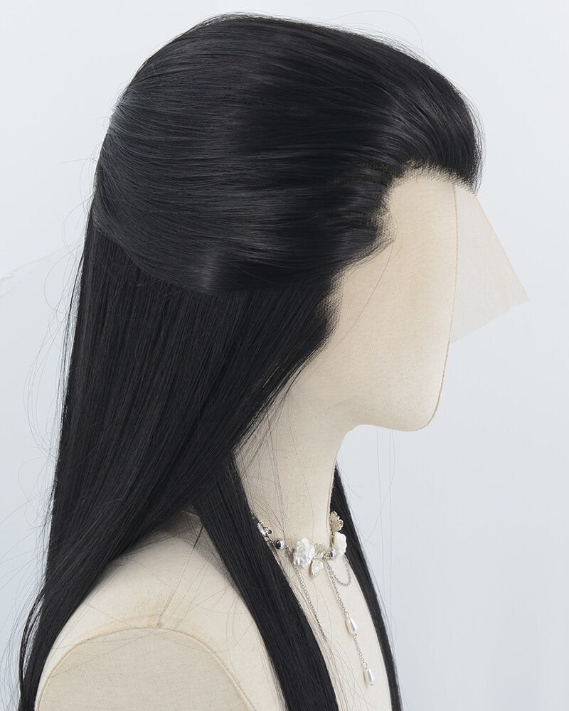 Black Straight Synthetic Lace Front Men's Wig MW056 — view 4