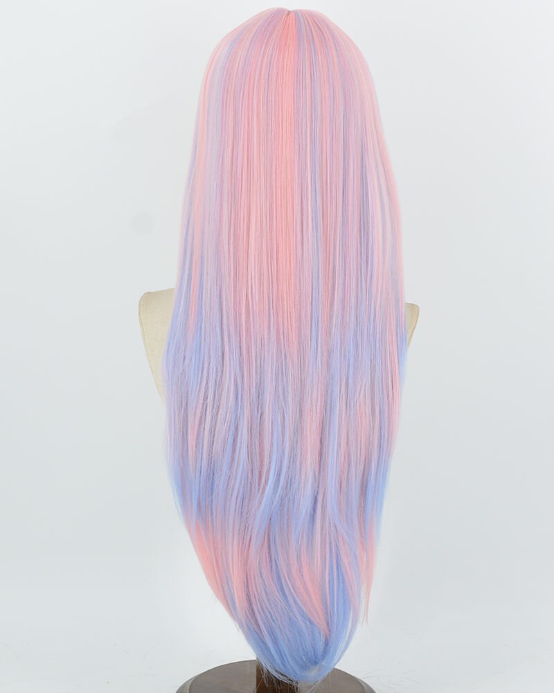 30Inch Long Pink Blue Synthetic Wig HW876 — view 3
