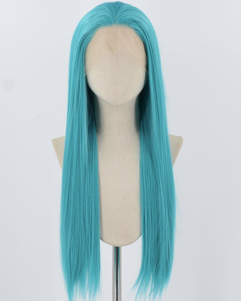 Blue Green Long Straight Synthetic Lace Front Wig WW888 — view 1
