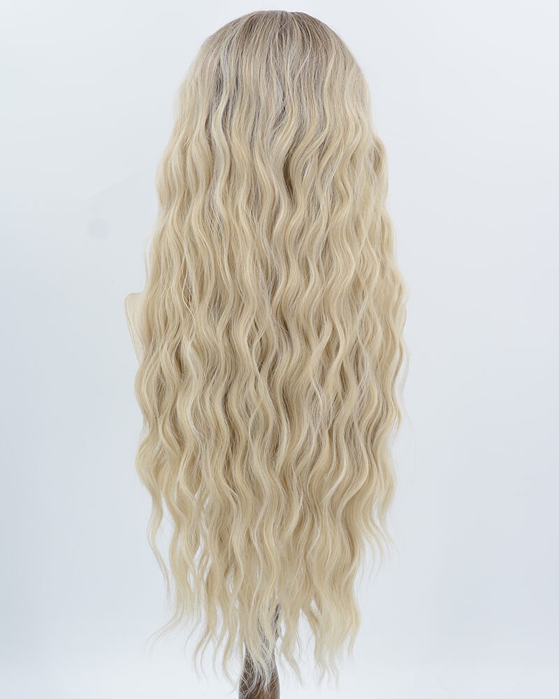 Ombre Blonde Long Curly Synthetic Lace Front Wig WW1010 — view 3