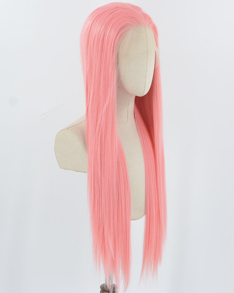 Pink Long Straight Synthetic Lace Front Wig WW937 — view 2