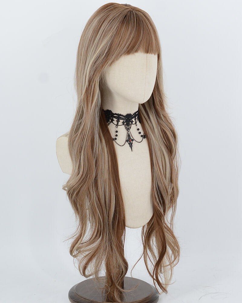 30Inch Long Brown Highlight Blonde Synthetic Wig HW866 — view 2