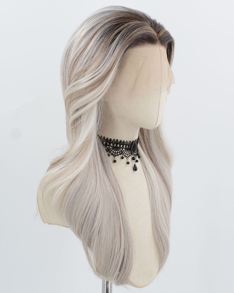 Ombre Grey Blonde Synthetic Lace Front Wig WW1006 — view 2