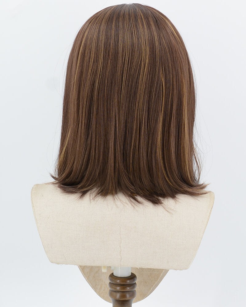 Brown Highlights Short Bob Synthetic Lace Front Wig WW1046 — view 3
