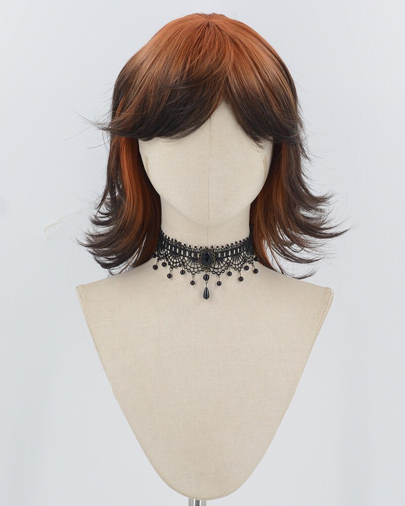 Orange Ombre Black Short Synthetic Wig HW697 — view 1