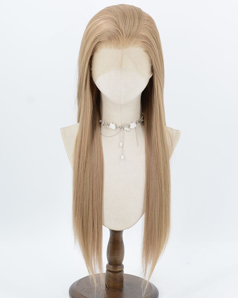 Long Straight Blonde Brown Synthetic Lace Front Wig WW1048 — view 1