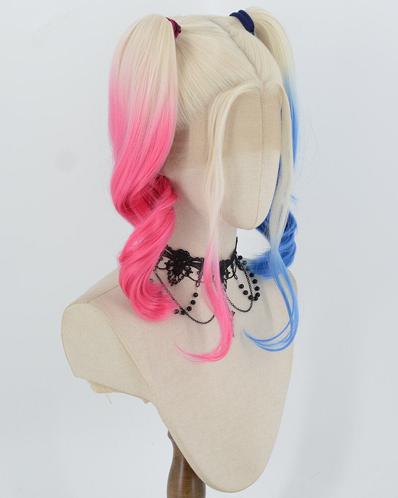 Harley Quinn Pink Blue Synthetic Lace Front Wig WW1084 — view 2