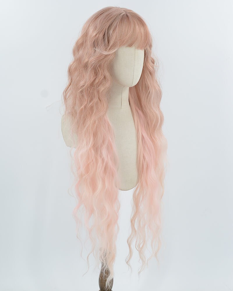 Ombre Pink Curly Long Synthetic Wig HW731 — view 2