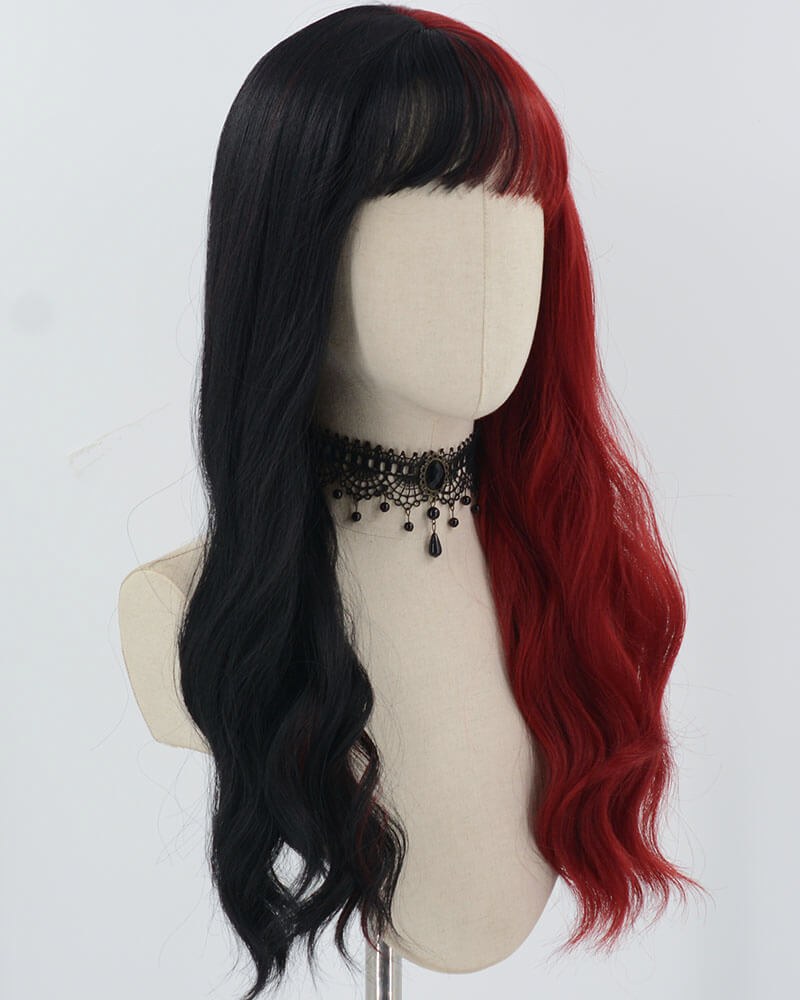Half Black Half Red Synthetic Wig HW648 — view 2