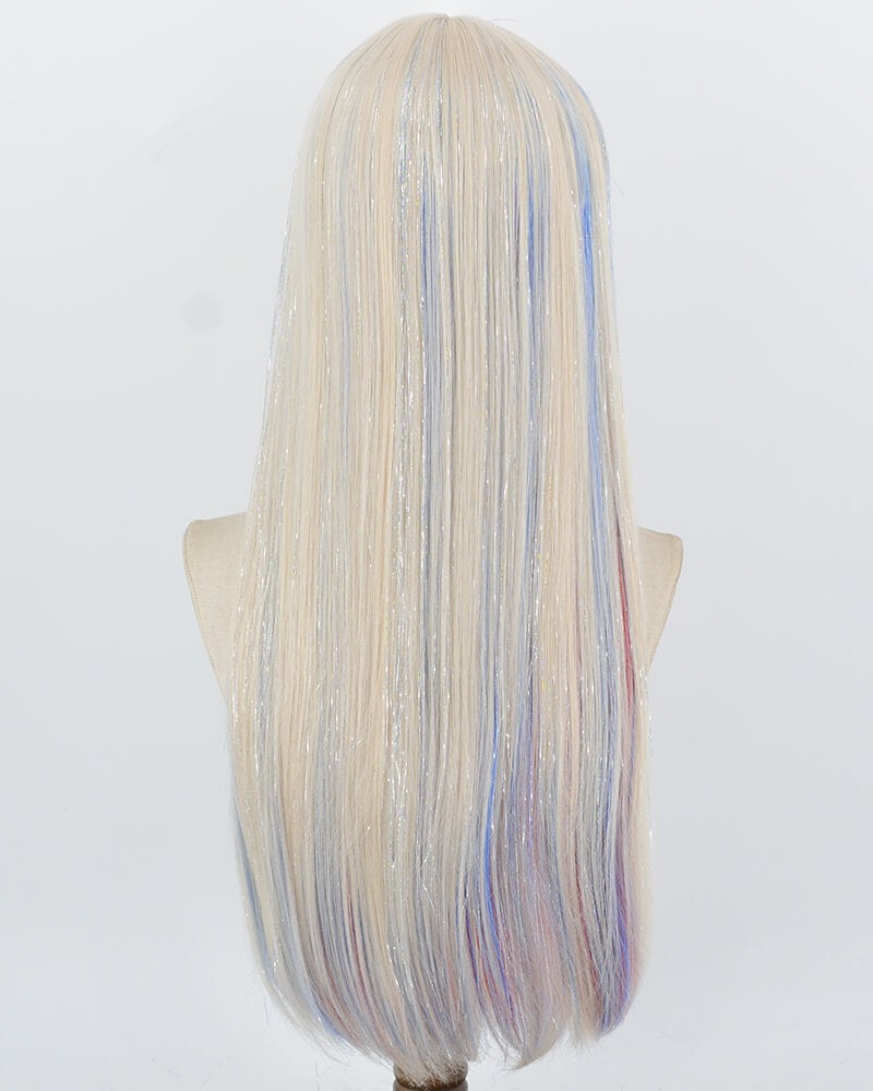 White Tinsel Blue Red Synthetic Wig HW869 — view 3