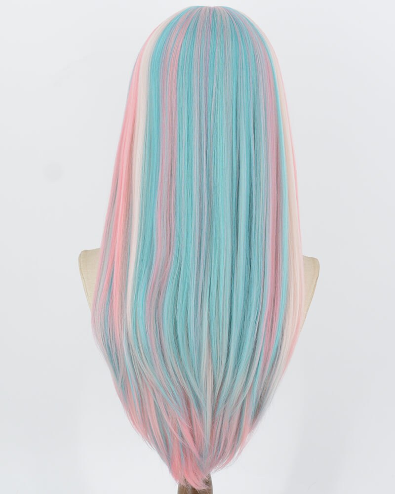 Blue Highlights Pink Synthetic Wig HW841 — view 3