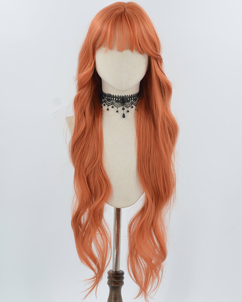 30Inch Long Orange Wavy Synthetic Wig HW688 — view 1