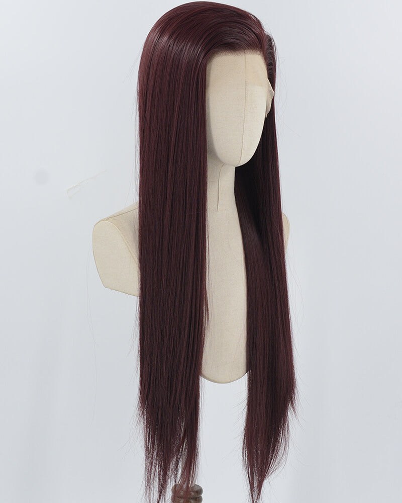 Dark Wine Red Synthetic Lace Front Wig WW943 — view 2
