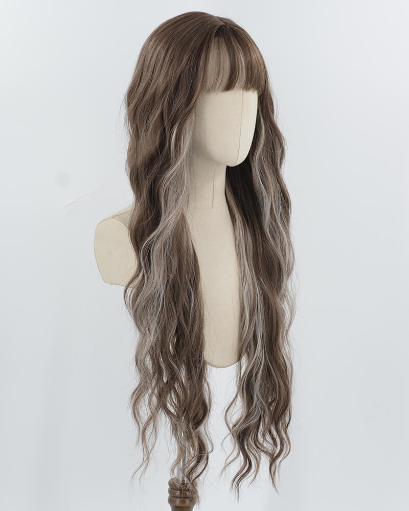 34Inch Long Brown Blonde Curly Synthetic Wig HW732 — view 2