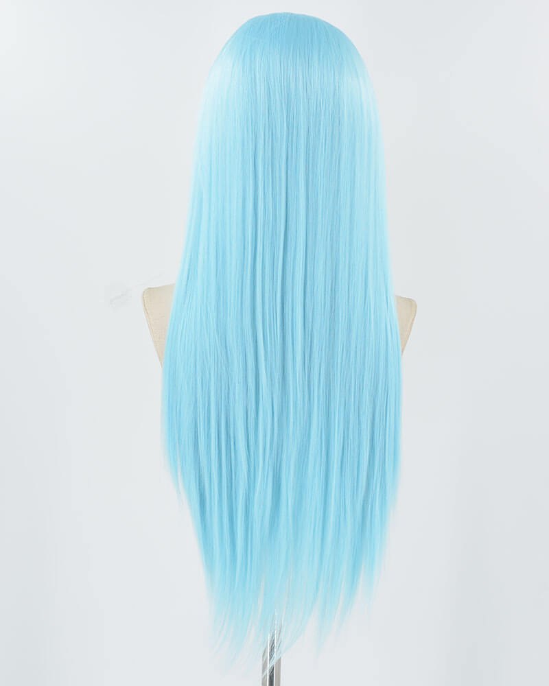 Light Blue Straight Synthetic Lace Front Wig WW1037 — view 3