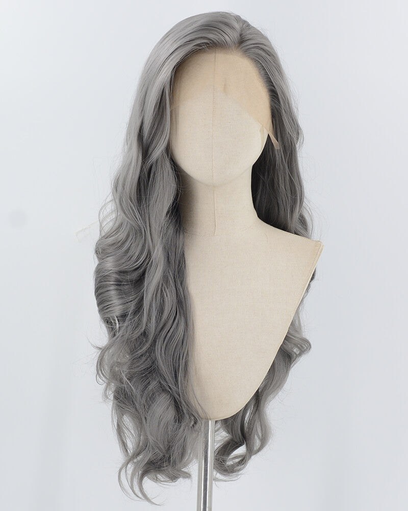 Grey Long Wavy Synthetic Lace Front Wig WW927 — view 1